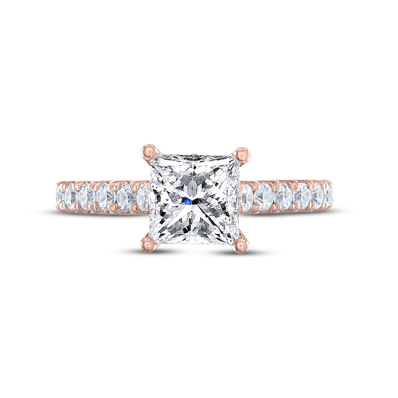 Main Image 3 of THE LEO Legacy Lab-Grown Diamond Princess-Cut Engagement Ring 1-7/8 ct tw 14K Rose Gold