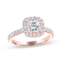 THE LEO Legacy Lab-Grown Diamond Princess-Cut Halo Engagement Ring 1-3/8 ct tw 14K Rose Gold