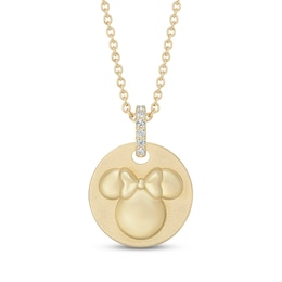 Disney Treasures Minnie Mouse Lab-Grown Diamond Necklace 1/20 ct tw 24K Yellow Gold Vermeil Sterling Silver 19"