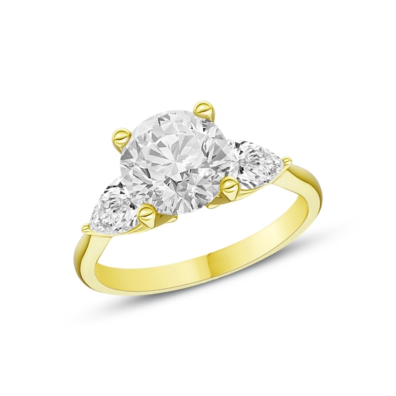 Now + Forever Three-Stone Natural Diamond Engagement Ring Setting 7/8 ct tw 18K Yellow Gold