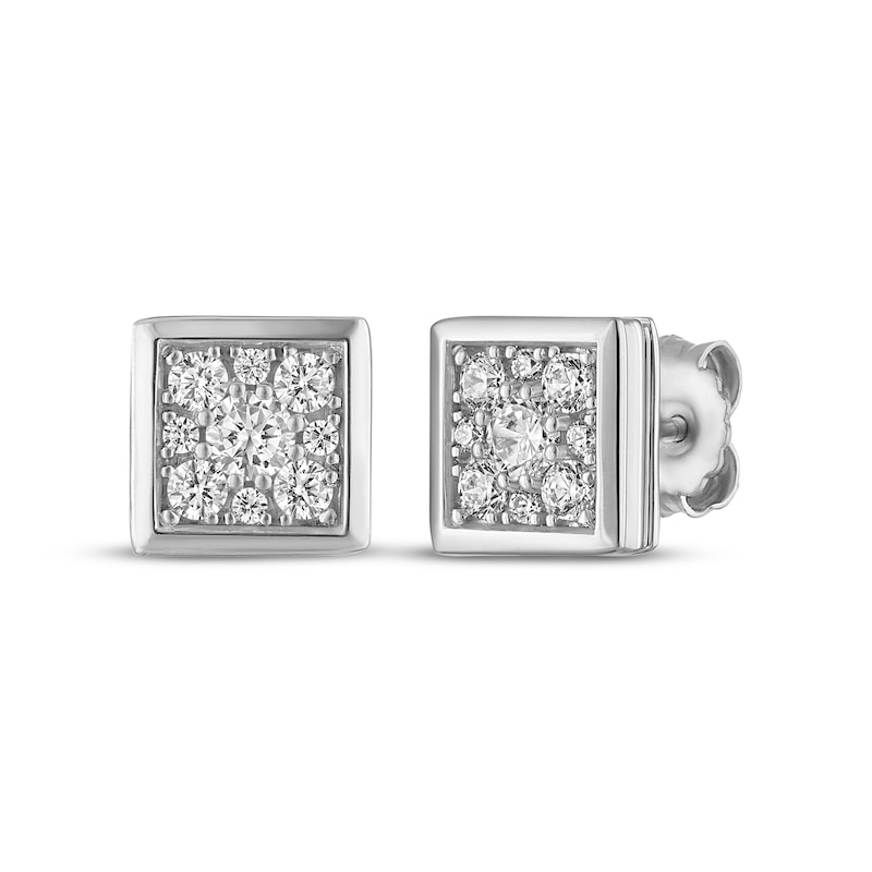 Main Image 1 of KAY Lab-Grown Diamonds Men's Square Stud Earrings 1/2 ct tw Sterling Silver