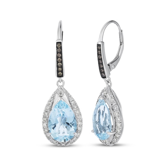 Le Vian Pear-Shaped Natural Aquamarine Drop Earrings 1/2 ct tw Diamonds 14K Vanilla Gold