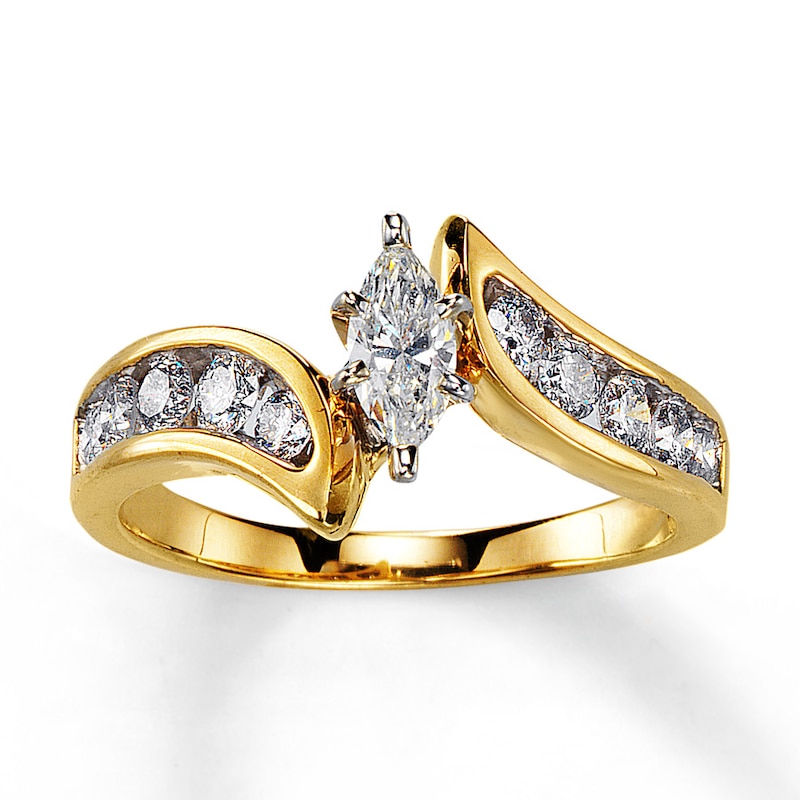 Diamond Engagement Ring 3/4 ct tw Marquise-Cut 14K Yellow Gold