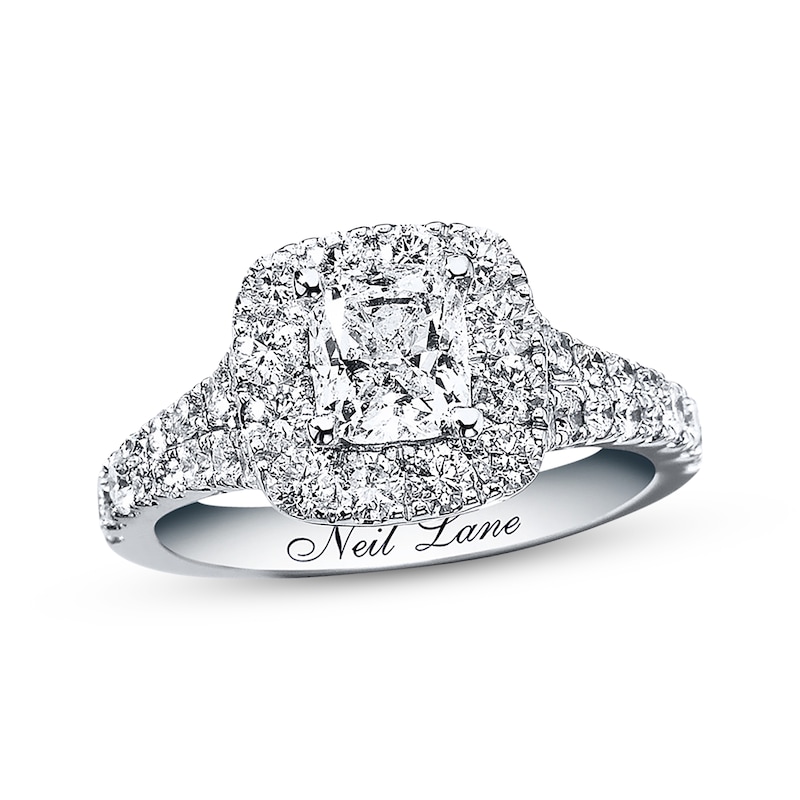 Main Image 1 of Neil Lane Diamond Engagement Ring 2-1/6 ct tw Cushion-cut  14K White Gold