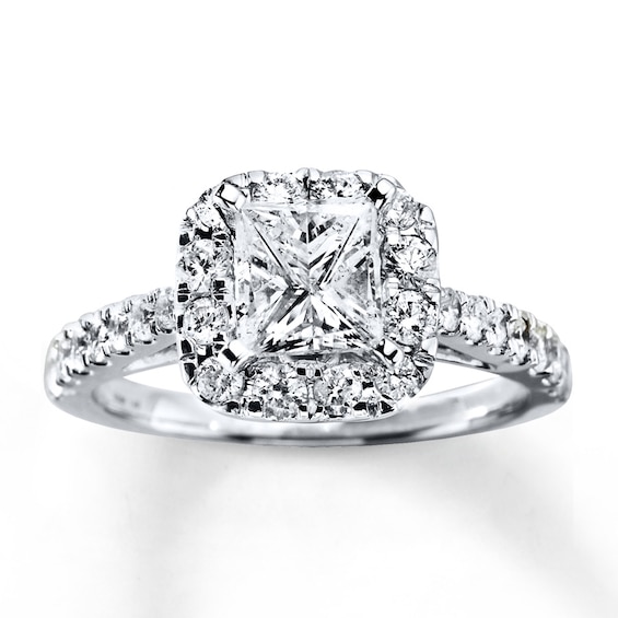 Diamond Engagement Ring 1-5/8 ct tw Princess-cut 14K White Gold