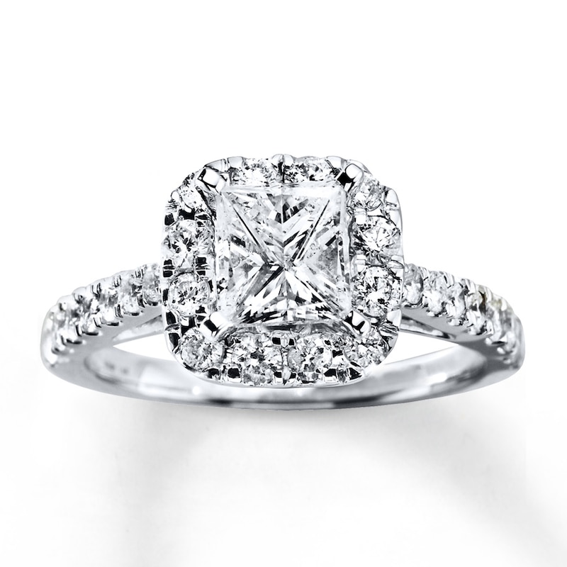 Main Image 1 of Diamond Engagement Ring 1-5/8 ct tw Princess-cut 14K White Gold
