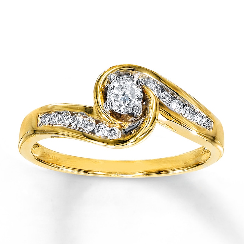 Diamond Engagement Ring 1/4 ct tw Round-cut 14K Yellow Gold