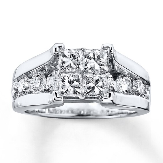 Diamond Engagement Ring 2-3/4 ct tw Princess-cut 14K White Gold
