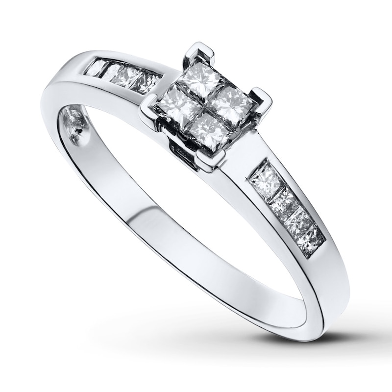 Diamond Engagement Ring 3/8 ct tw Princess-cut 14K White Gold