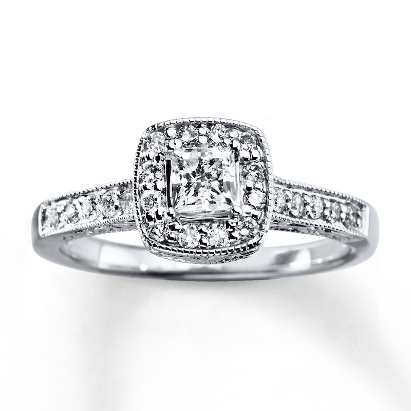 Main Image 1 of Diamond Engagement Ring 5/8 ct tw Princess-cut 14K White Gold