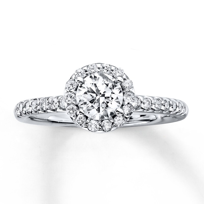 Diamond Engagement Ring 7/8 ct tw Round-cut 14K White Gold