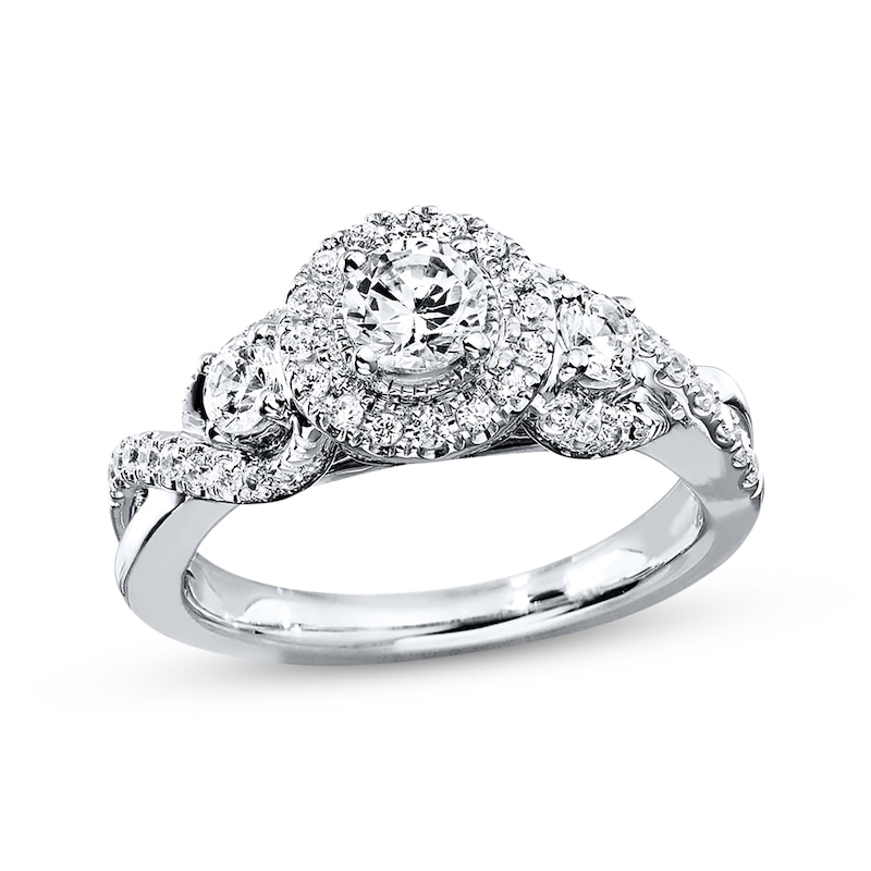 Diamond Engagement Ring 7/8 ct tw Round-cut 14K White Gold