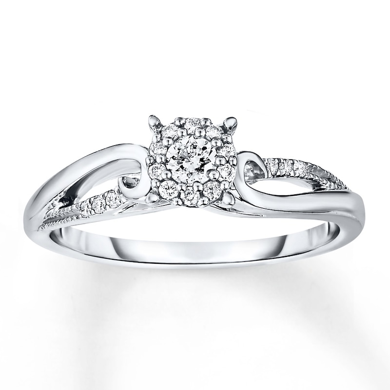 Main Image 1 of Diamond Engagement Ring 1/6 ct tw Round-cut 10K White Gold