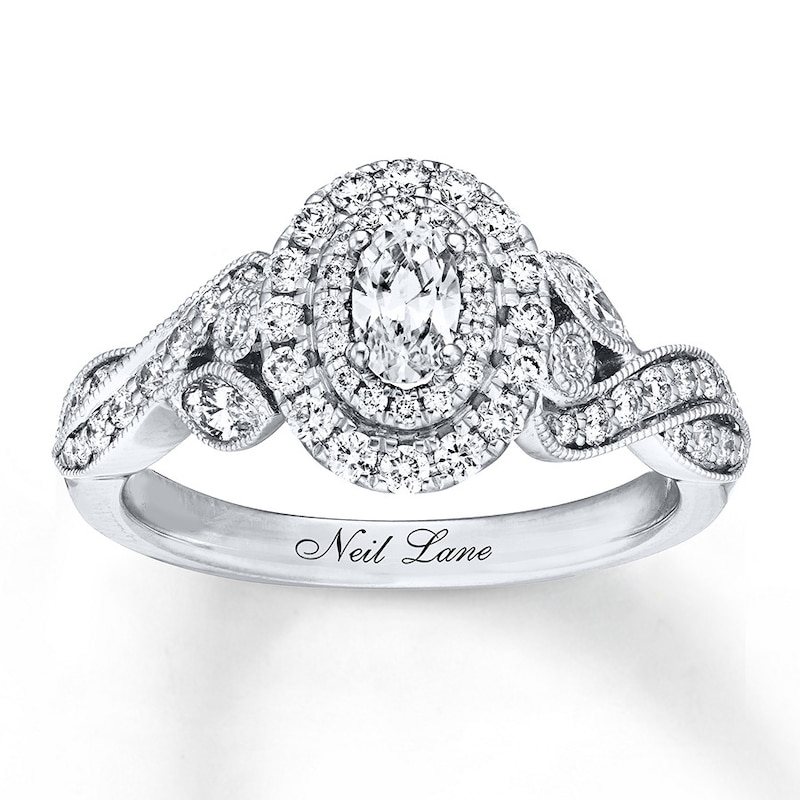 Neil Lane Oval Diamond Engagement Ring 7/8 ct tw 14K White Gold