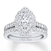 Neil Lane Diamond Bridal Set 1-1/2 ct tw Marquise & Round-cut 14K White Gold