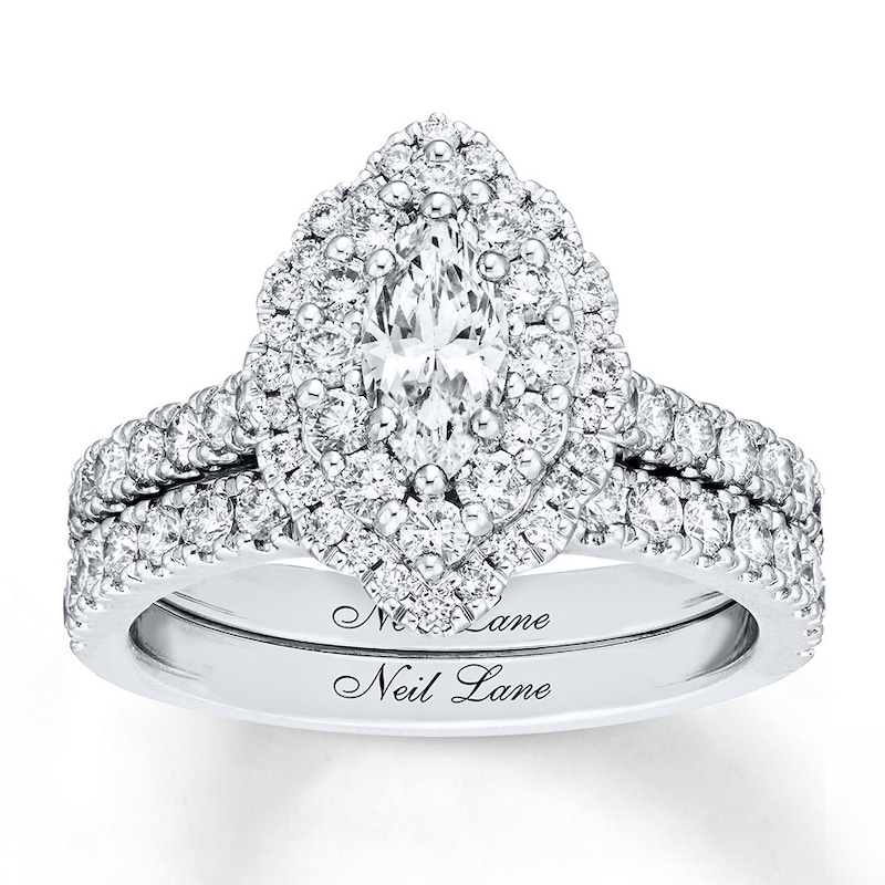 Main Image 1 of Neil Lane Diamond Bridal Set 1-1/2 ct tw Marquise & Round-cut 14K White Gold
