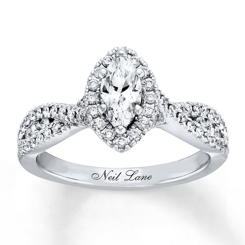 Neil Lane Marquise Diamond Engagement Ring 7/8 ct tw 14K White Gold