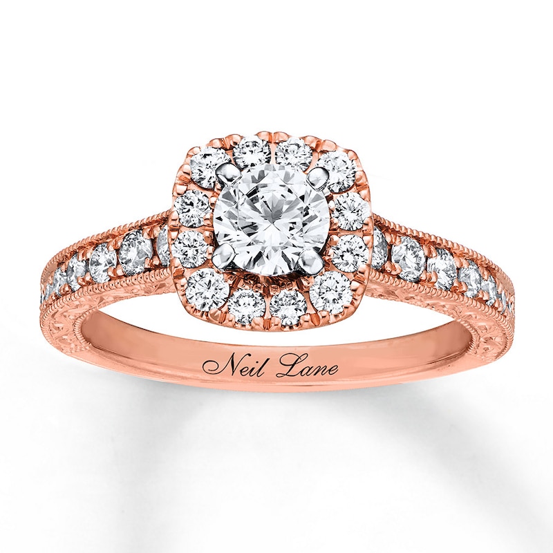 Neil Lane Round Diamond Engagement Ring 7/8 ct tw 14K Rose Gold