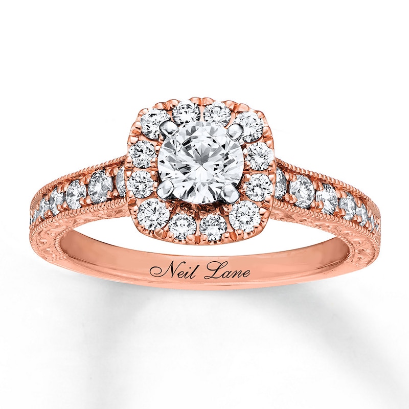 Main Image 4 of Neil Lane Round Diamond Engagement Ring 7/8 ct tw 14K Rose Gold