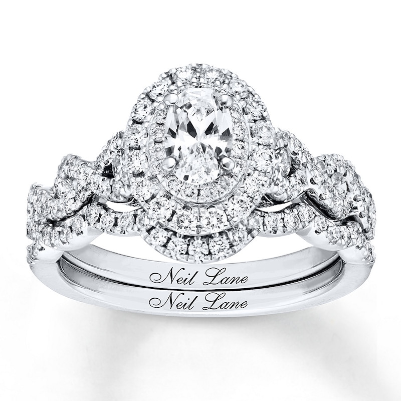 Main Image 1 of Neil Lane Diamond Bridal Set 1-1/3 Carats tw Oval & Round-cut 14K White Gold