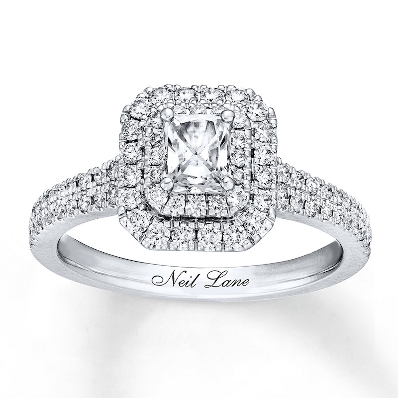 Main Image 4 of Neil Lane Radiant-cut Diamond Engagement Ring 7/8 ct tw 14K White Gold