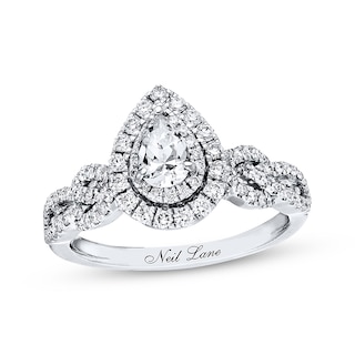 Neil Lane Pear-Shaped Diamond Halo Engagement Ring 7/8 ct tw 14K White Gold