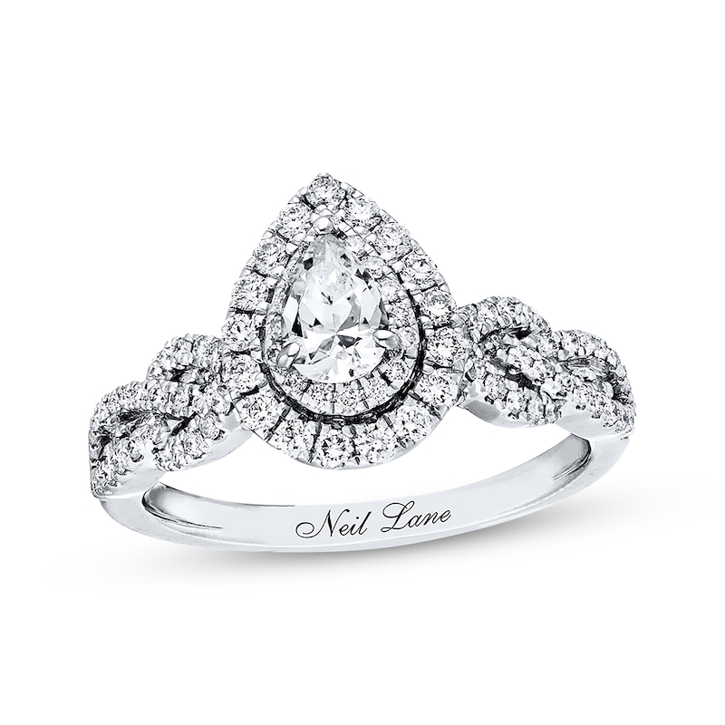 Main Image 6 of Neil Lane Bridal Ring 7/8 ct tw Pear-Shaped Diamonds 14K White Gold