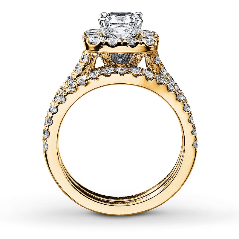 Main Image 2 of Neil Lane Bridal Set 2-1/2 ct tw Diamonds Cushion & Round-cut 14K Yellow Gold
