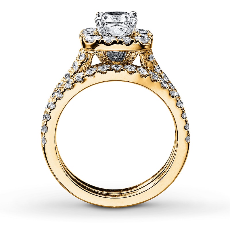 Neil Lane Bridal Set 2-1/2 ct tw Diamonds Cushion & Round-cut 14K Yellow Gold