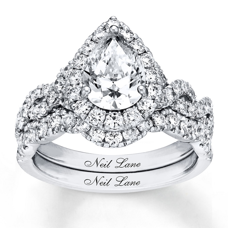 Neil Lane Diamond Bridal Set 2-3/8 ct tw Pear & Round-cut 14K White Gold