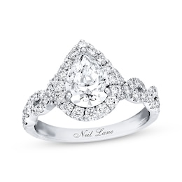 Neil Lane Diamond Engagement Ring 2-1/8 ct tw Pear & Round-cut 14K White Gold
