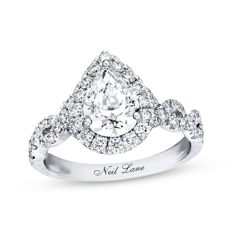 Main Image 1 of Neil Lane Diamond Engagement Ring 2-1/8 ct tw Pear & Round-cut 14K White Gold
