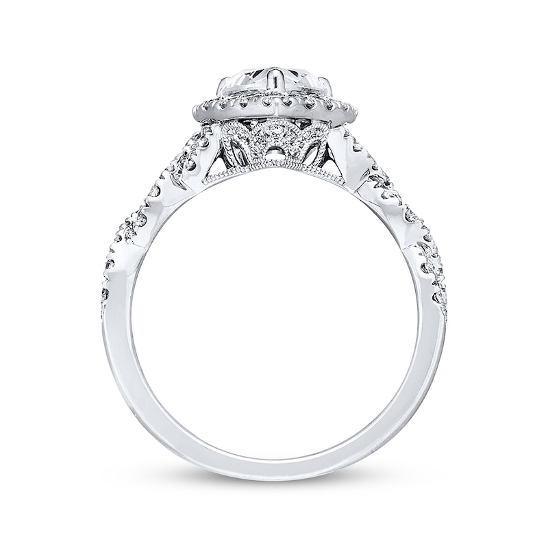 Neil Lane Diamond Engagement Ring 2-1/8 ct tw Pear & Round-cut 14K White Gold