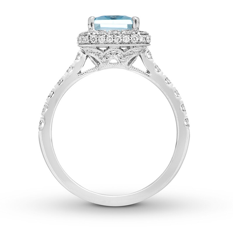 Neil Lane Radiant-cut Aquamarine Engagement Ring 1 ct tw Diamonds 14K Gold