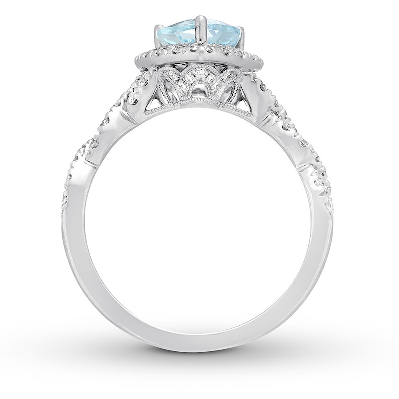 Main Image 2 of Neil Lane Aquamarine Engagement Ring 3/4 cttw Pear & Round-cut 14K White Gold