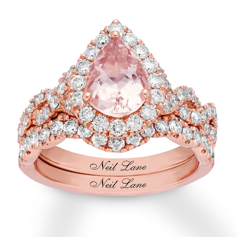 Main Image 1 of Neil Lane Morganite Bridal Set 1 ct tw Diamonds 14K Rose Gold