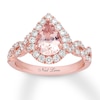 Neil Lane Morganite Engagement Ring 3/4 ct tw Pear & Round-cut 14K Rose Gold