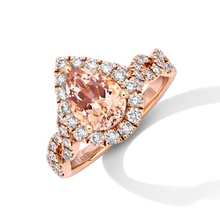 Neil Lane Morganite Engagement Ring 3/4 ct tw Pear & Round-cut 14K Rose Gold