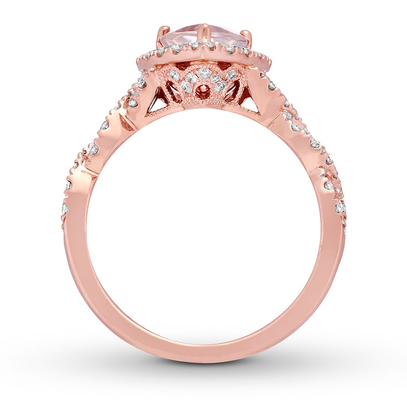 Main Image 5 of Neil Lane Morganite Engagement Ring 3/4 ct tw Pear & Round-cut 14K Rose Gold