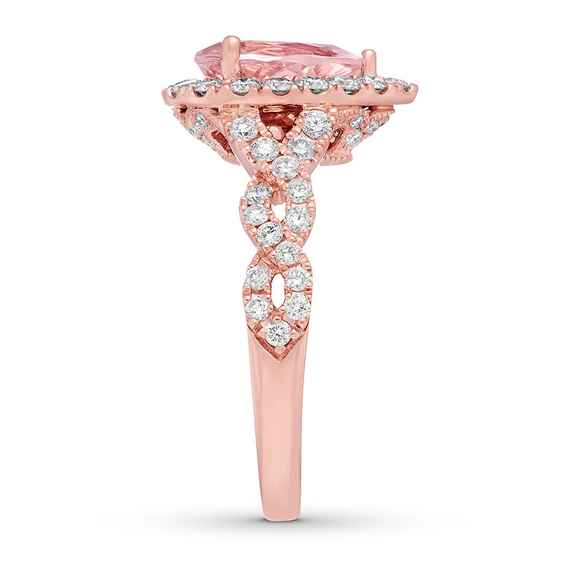 Main Image 6 of Neil Lane Morganite Engagement Ring 3/4 ct tw Pear & Round-cut 14K Rose Gold