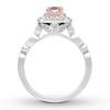 Thumbnail Image 1 of Neil Lane Oval Morganite Engagement Ring 5/8 ct tw Diamonds 14K Gold