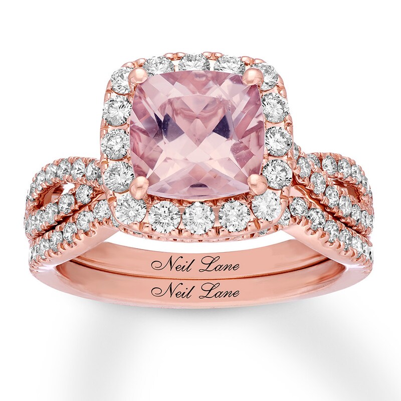 Neil Lane Morganite Bridal Set 1 Ct Tw Diamonds 14k Rose Gold