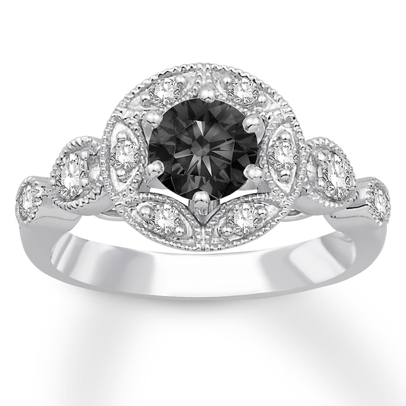 Main Image 1 of Now + Forever Black & White Diamond Engagement Ring 1 carat tw 10K White Gold