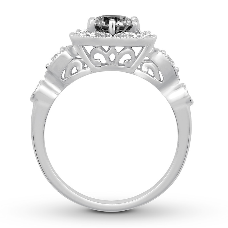 Black & White Diamond Engagement Ring 1 carat tw 10K White Gold