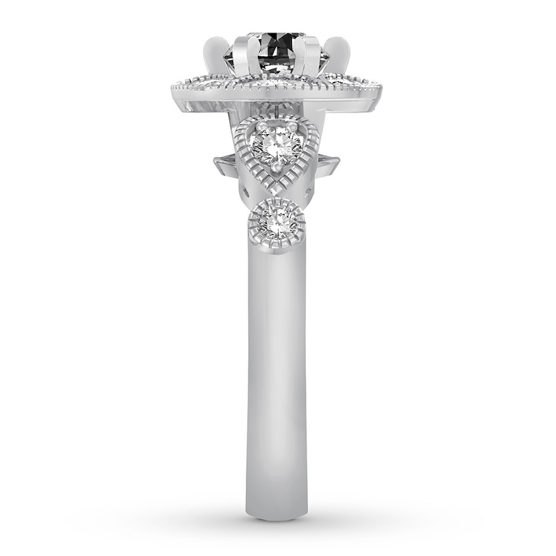 Main Image 3 of Now + Forever Black & White Diamond Engagement Ring 1 carat tw 10K White Gold