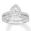 Neil Lane Diamond Bridal Set 1-5/8 ct tw Pear & Round-cut 14K White Gold