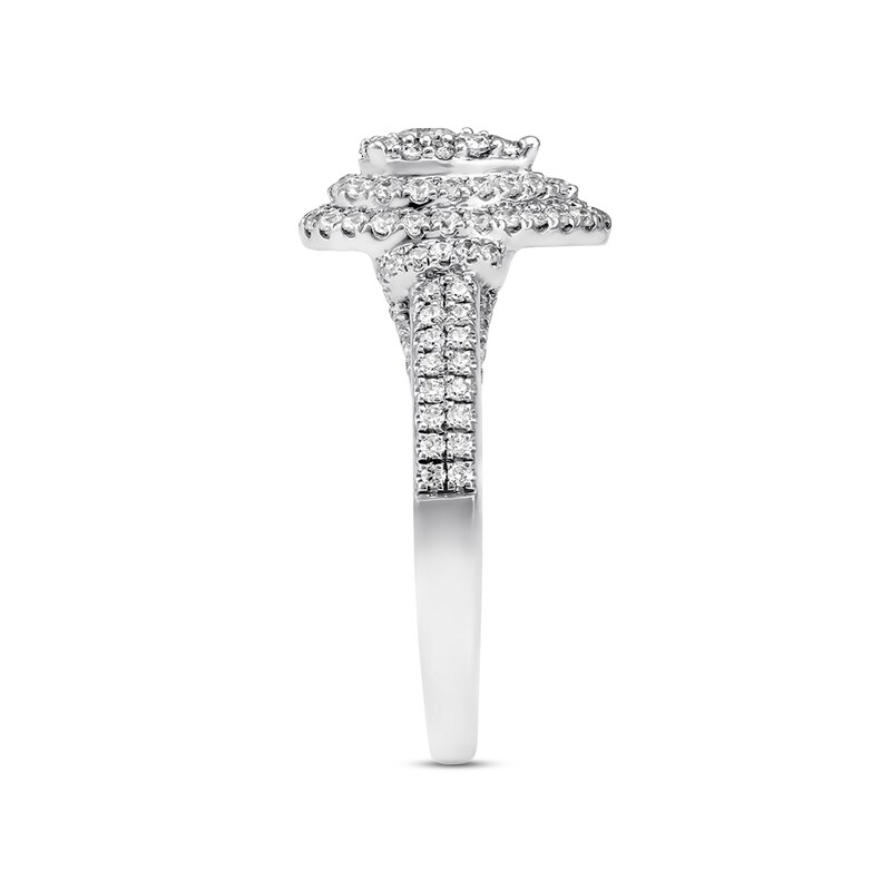 Diamond Engagement Ring 7/8 ct tw Princess & Round-cut 14K White Gold