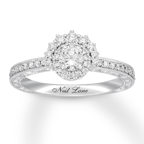 Neil Lane Round Diamond Engagement Ring 1/2 ct tw 14K White Gold