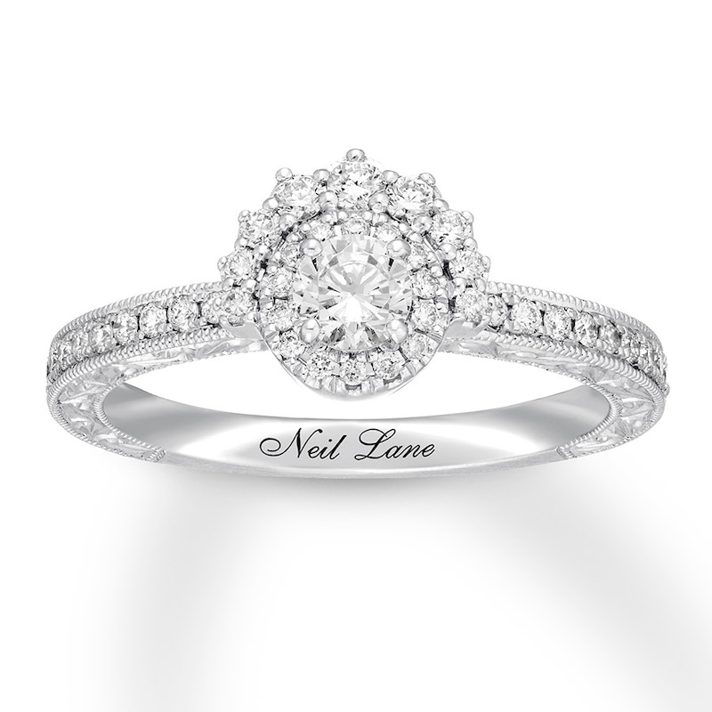 Neil Lane Round Diamond Engagement Ring 1/2 ct tw 14K White Gold