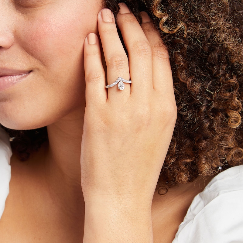 Main Image 4 of Neil Lane Pear-Shaped Diamond Engagement Ring 1-1/8 ct tw 14K White Gold